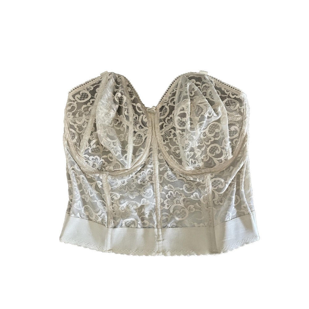 Women's 40F Biege Lace Corset WhimsiGoth PinUp Festival Bustier Coquette Boudoir